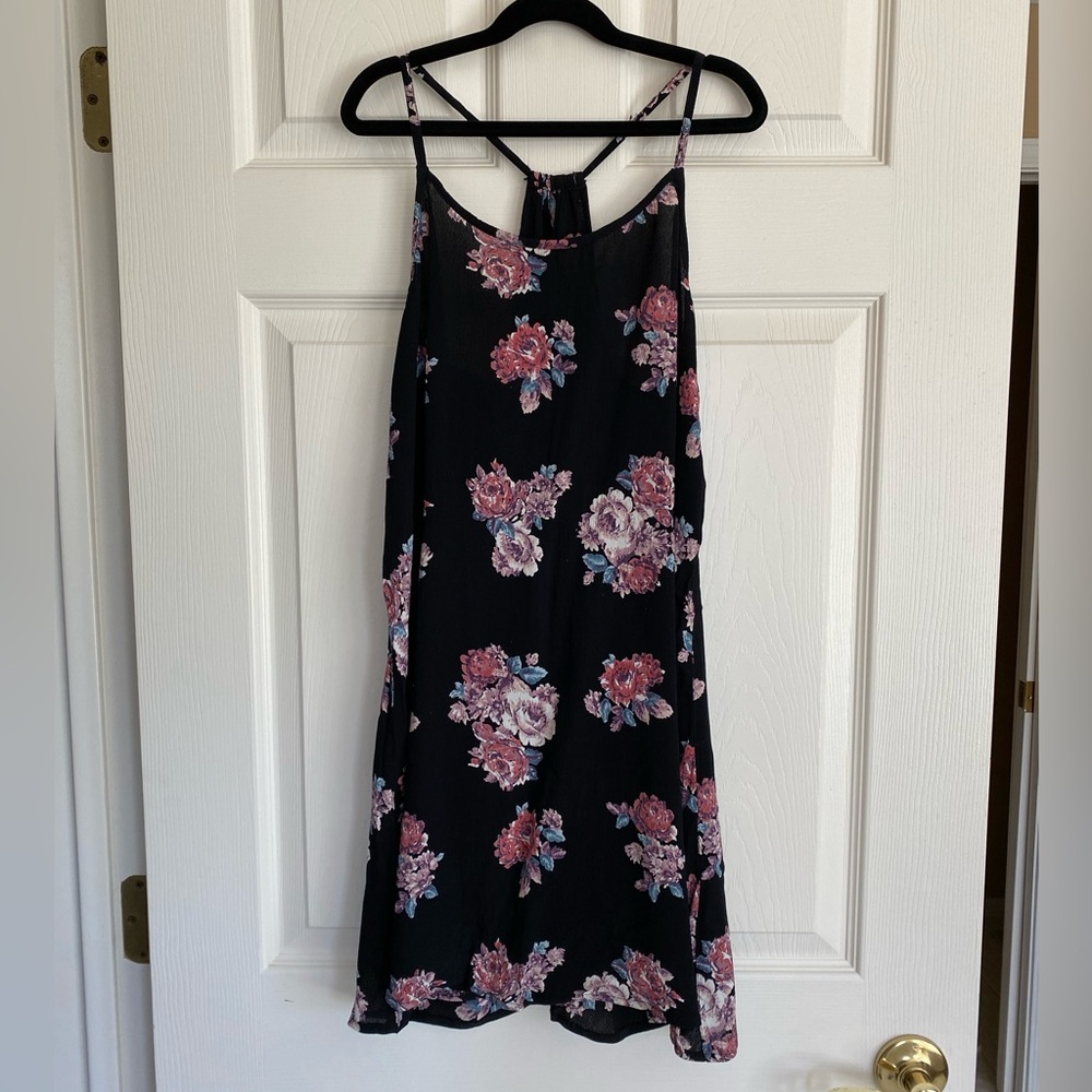Black Floral A-line Dress